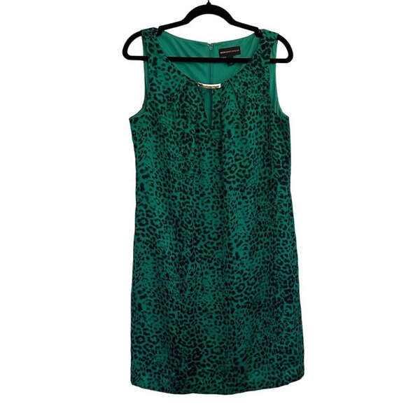 Dana Buchman Dresses & Skirts - Dana Buchman Green Leopard Print Sleeveless Dress Business Casual Women's Sz. M